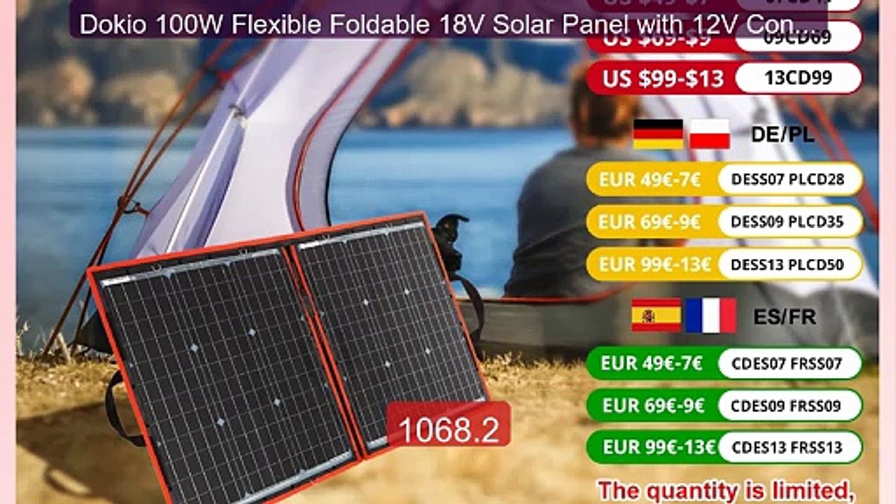 Dokio 100W Flexible Foldable 18V Solar Panel with 12V Controll... -- Best Buy 2026 | Great Quality!