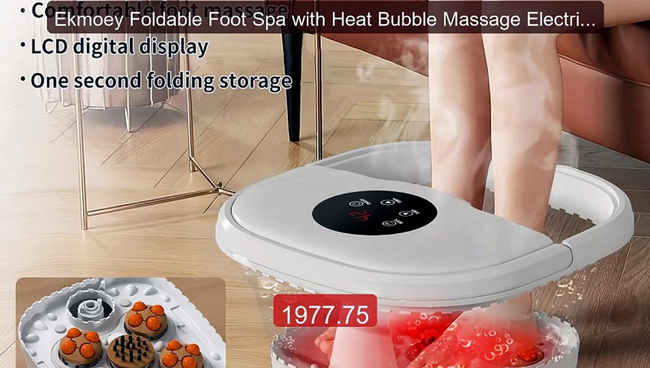 Ekmoey Foldable Foot Spa with Heat Bubble Massage Electric Foot Bat... -- Top Rated 2026 | Buy Now!