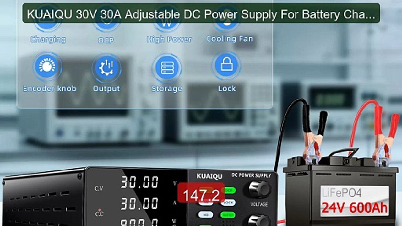 KUAIQU 30V 30A Adjustable DC Power Supply For B...