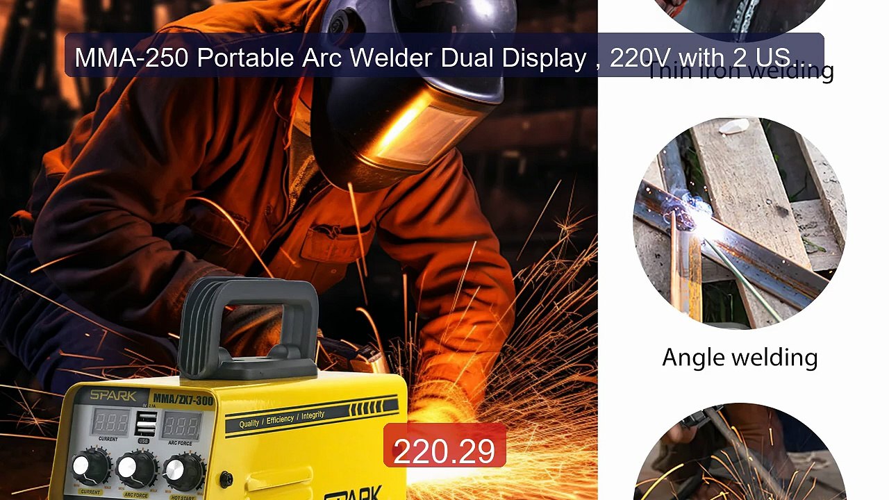 MMA-250 Portable Arc Welder Dual Display , 220V with 2 USB Por... -- Best Buy 2026 | Great Quality!