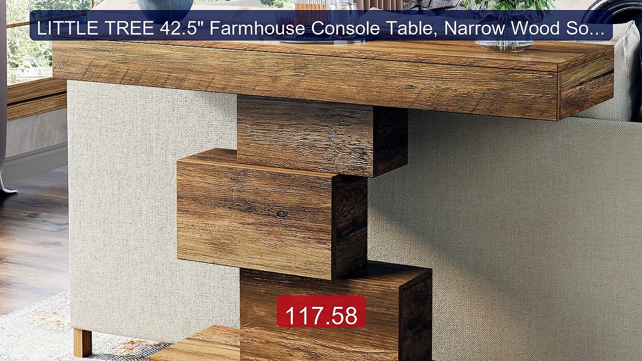 LITTLE TREE 42.5" Farmhouse Console Table, Narrow Wood Sofa Table B... -- Top Rated 2026 | Buy Now!