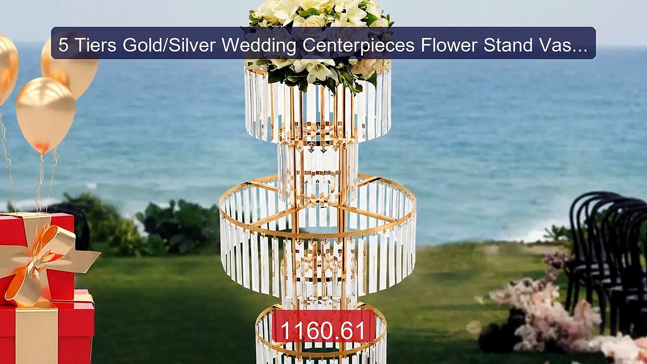5 Tiers Gold/Silver Wedding Centerpieces Flower...