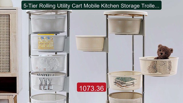 5-Tier Rolling Utility Cart Mobile Kitchen Storage Trolley Sto... Hot Deal 2026 | Limited Offer!