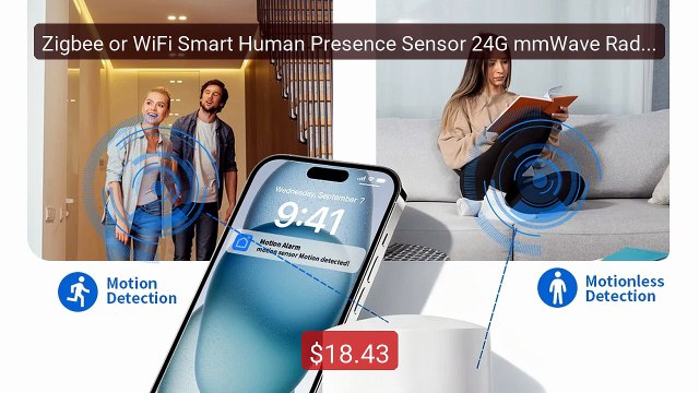 Zigbee or WiFi Smart Human Presence Sensor 24G mmWave Radar 20ft Mo... Top Rated 2026 | Buy Now!