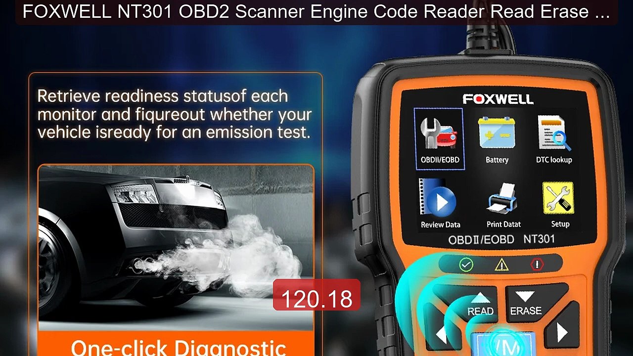 FOXWELL NT301 OBD2 Scanner Engine Code Reader Read Erase DTC ... -- Amazing Value 2026 | Must Have!