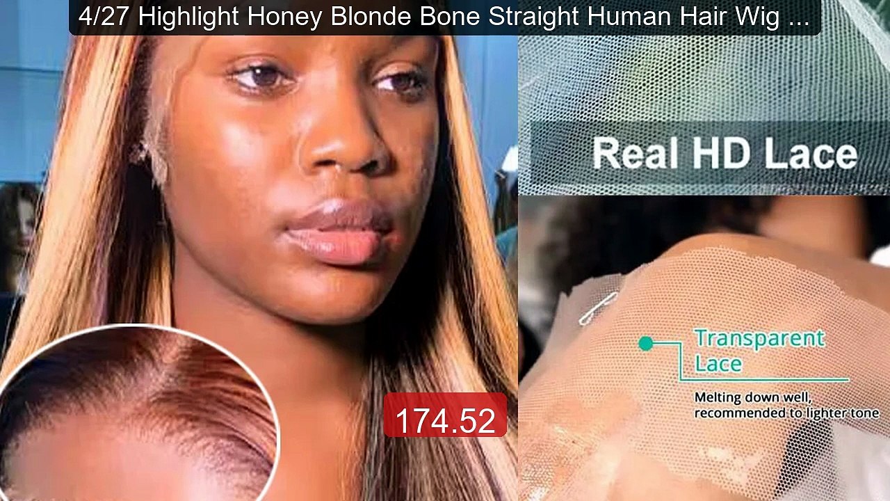 4/27 Highlight Honey Blonde Bone Straight Human Hair Wig 13x6 HD La... -- Top Rated 2026 | Buy Now!