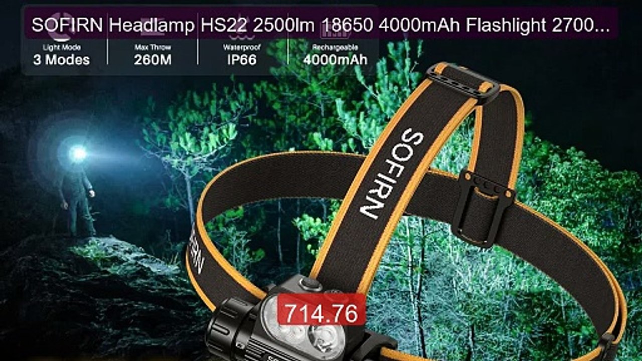 SOFIRN Headlamp HS22 2500lm 18650 4000mAh Flashlight 2700-600... -- Amazing Value 2026 | Must Have!