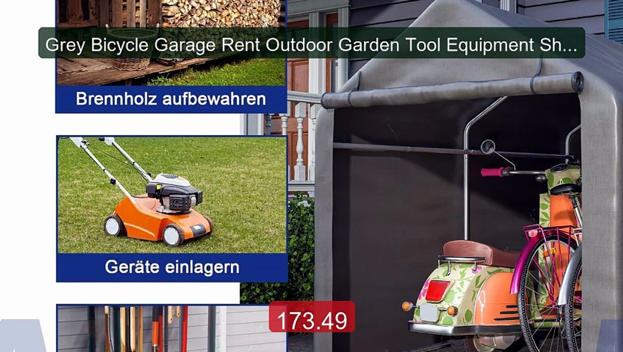 Grey Bicycle Garage Rent Outdoor Garden Tool Equipment Shed... -- Top Pick 2026 | Unbeatable Price!