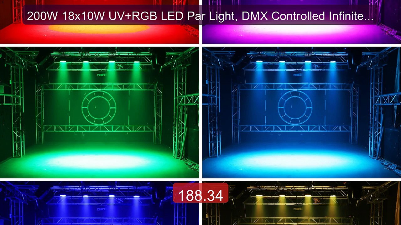 200W 18x10W UV+RGB LED Par Light, DMX Controlled Infinite Mix... -- Amazing Value 2026 | Must Have!