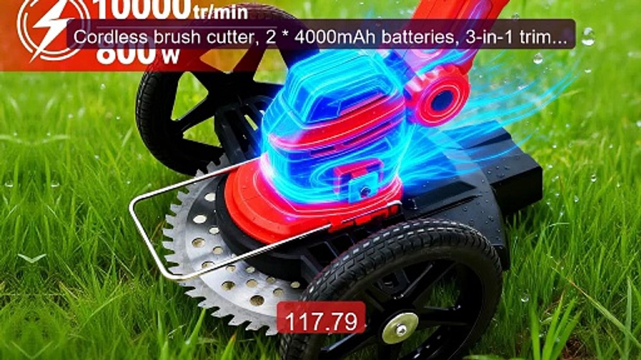 Cordless brush cutter, 2 * 4000mAh batteries, 3-in-1 trimmer, ... -- Best Buy 2026 | Great Quality!