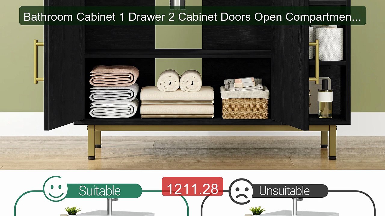 Bathroom Cabinet 1 Drawer 2 Cabinet Doors Open Compartment wit... -- Hot Deal 2026 | Limited Offer!