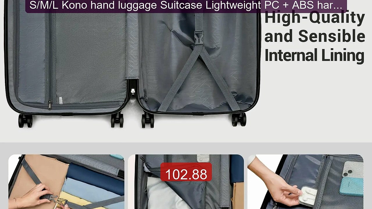 S/M/L Kono hand luggage Suitcase Lightweight PC + ABS hard shell w... -- Best Deal 2026 | Shop Now!