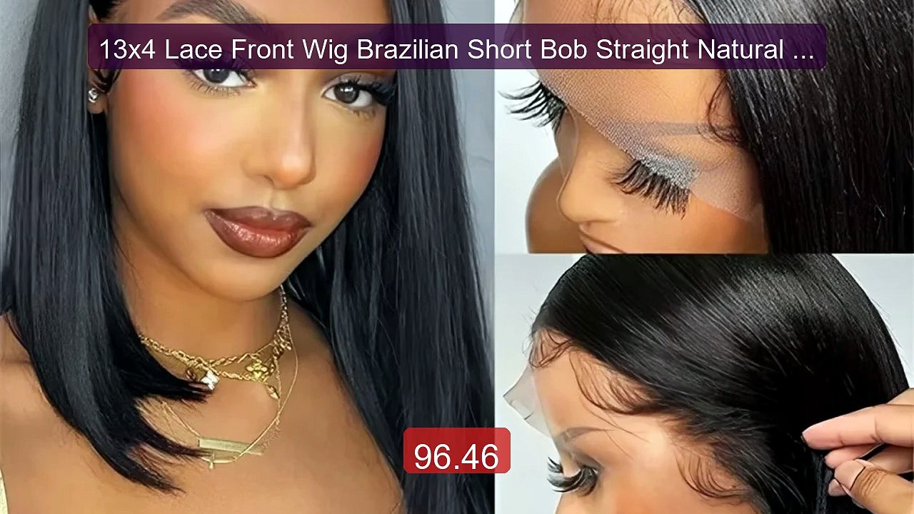 13x4 Lace Front Wig Brazilian Short Bob Straight Natural Black... -- Best Buy 2026 | Great Quality!