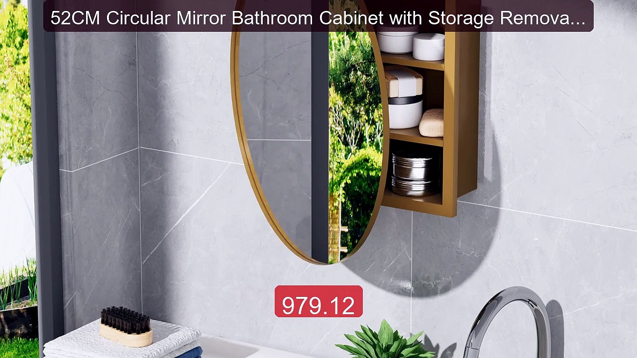 52CM Circular Mirror Bathroom Cabinet with Storage Removable S... -- Hot Deal 2026 | Limited Offer!