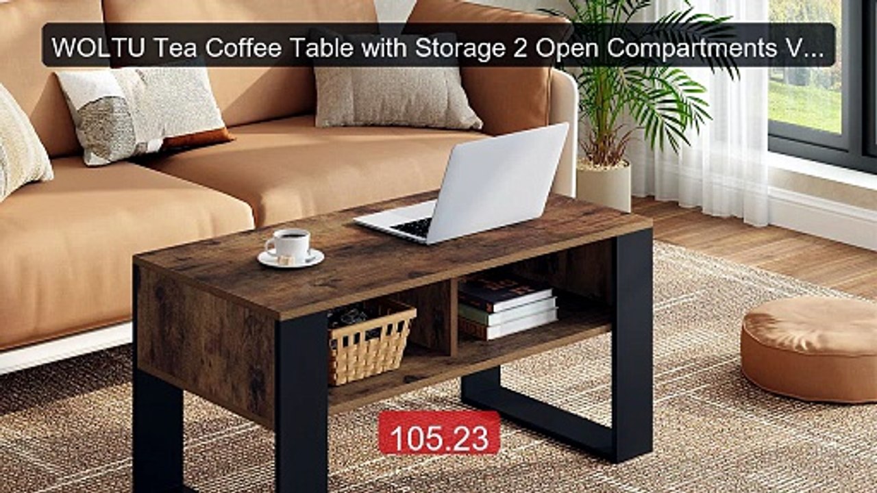 WOLTU Tea Coffee Table with Storage 2 Open Comp...
