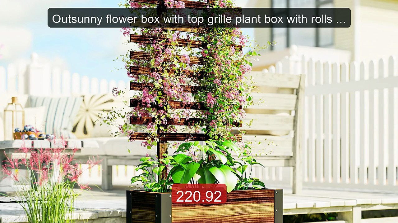 Outsunny flower box with top grille plant box with rolls for garden -- Top Rated 2026 | Buy Now!