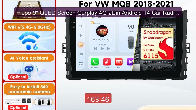 Hizpo 9'' QLED Screen Carplay 4G 2Din Android 14 Car Radio for For... Best Deal 2026 | Shop Now!