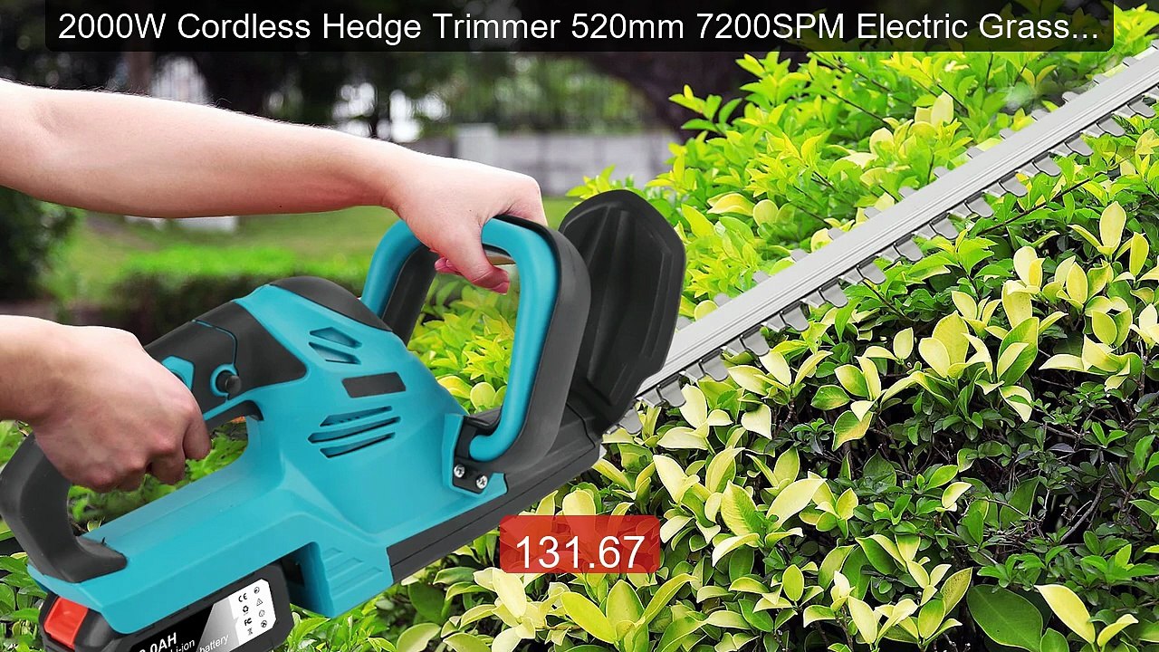 2000W Cordless Hedge Trimmer 520mm 7200SPM Electric Grass She... -- Amazing Value 2026 | Must Have!