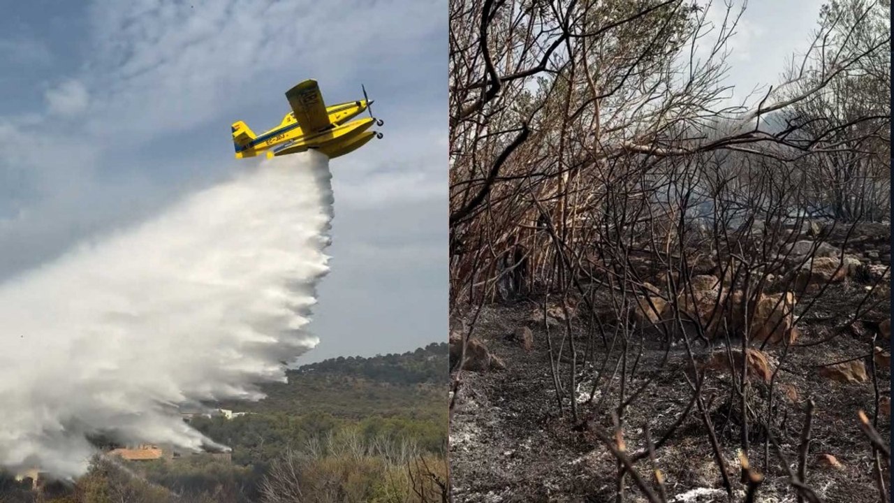 Un incendio en el Puig de Sa Bassa, en Son Servera, obliga a desplegar un amplio operativo de extinción