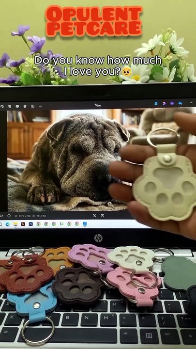 Leather Paw Print Keychain – Pet Hair Keepsake Holder