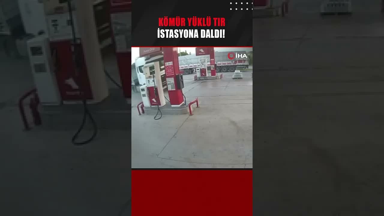 Kömür yüklü tır benzinliğe böyle daldı!