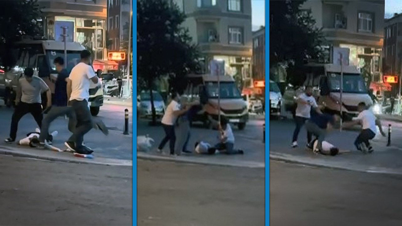 İstanbul'da sokak ortasında kavga kamerada