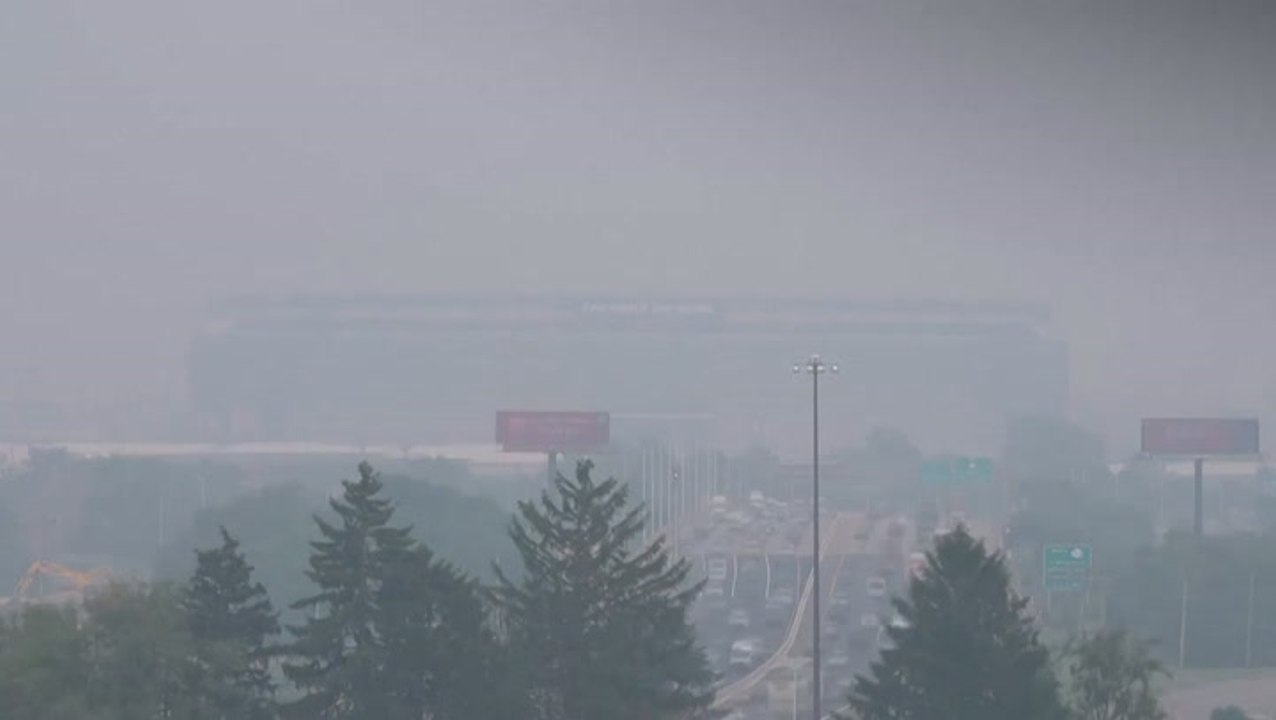 Timelapse video shows World Cup final stadium blanketed in smoke from Canada wildfires