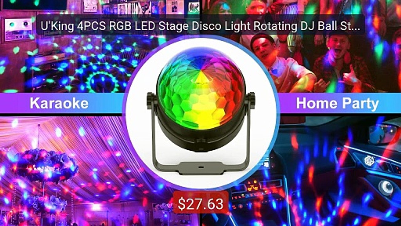 U'King 4PCS RGB LED Stage Disco Light Rotating DJ Ball Strobe Remot... -- Top Rated 2026 | Buy Now!