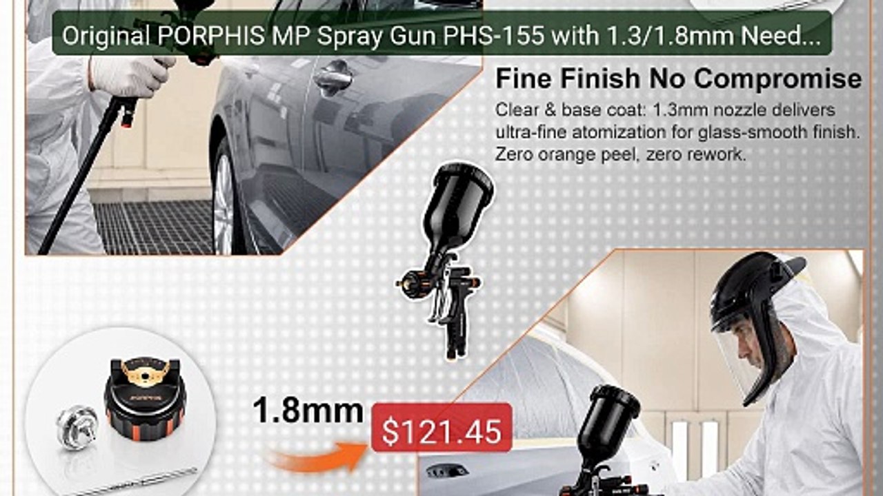 Original PORPHIS MP Spray Gun PHS-155 with 1.3/1.8mm Needle... -- Top Pick 2026 | Unbeatable Price!