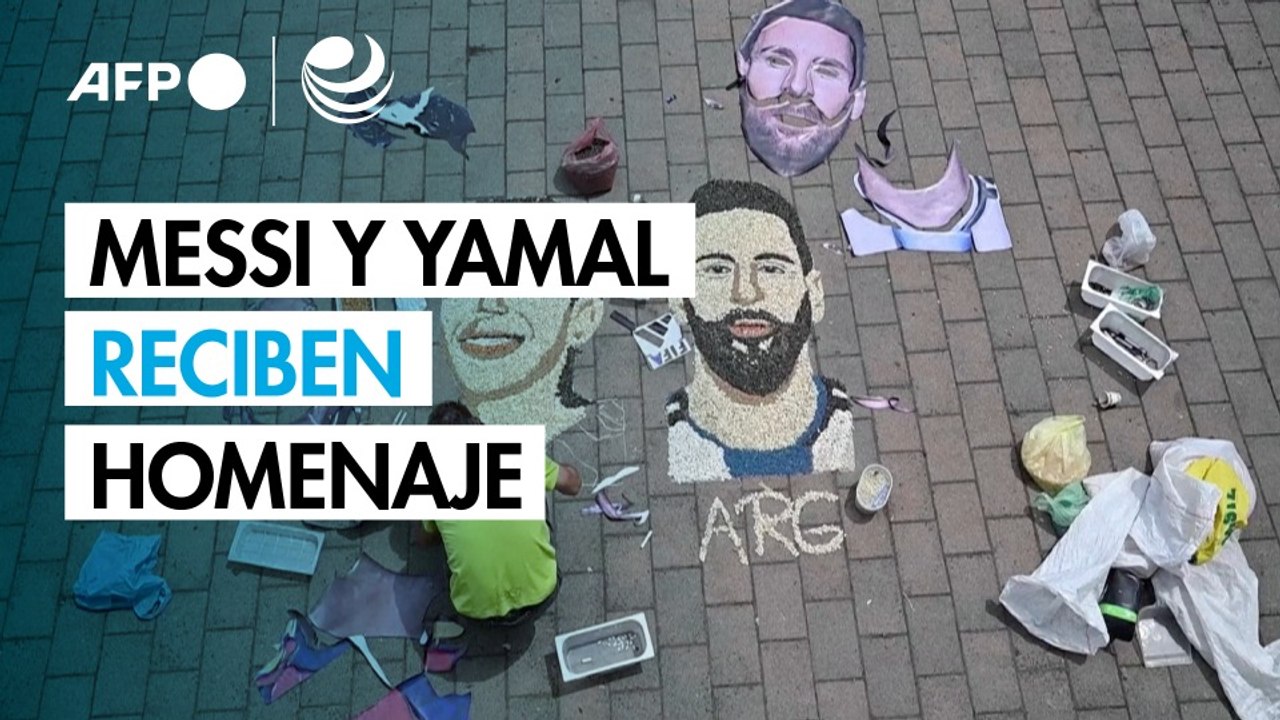 Artista de Kosovo rinde homenaje a Messi y Yamal antes de la final del Mundial