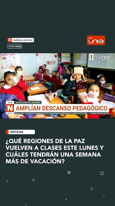 ¿Qué regiones de La Paz vuelven a clases este lunes?
