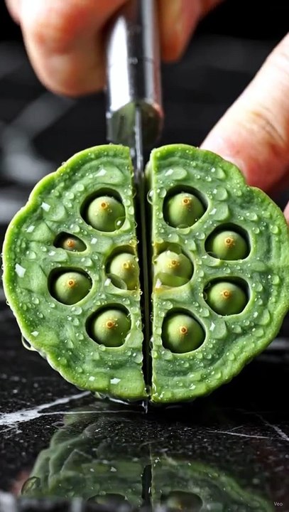 Lotus Seed Pod Sliced Open | Satisfying Nature...