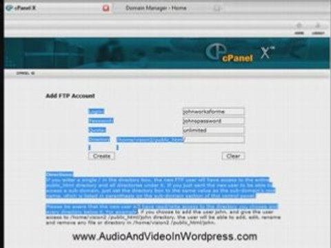 Web Hosting Cpanel: FTP server account manager