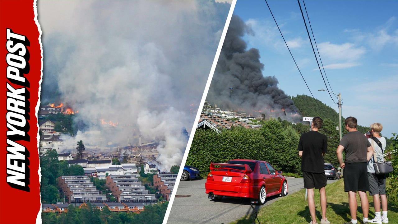 Firefighters try to contain flames in Norway after blaze destroys more than 100 homes