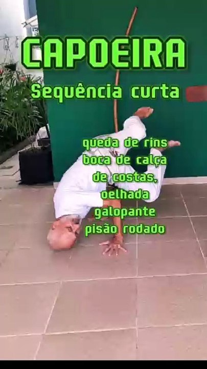 Capoeira training: Queda de rins, boca de calça de costas, joelhada, galopante e pisão rodado, toque iuna