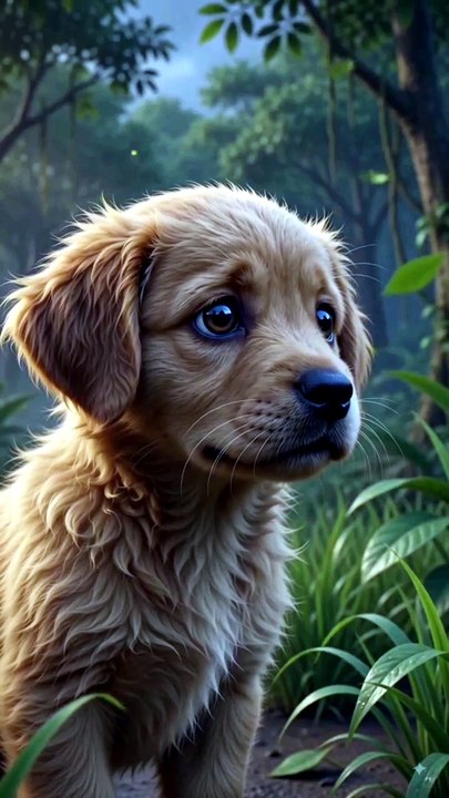 A Puppy Heard a Wolf in the Dark Jungle! 😱🐺#cartoon #viral #tranding