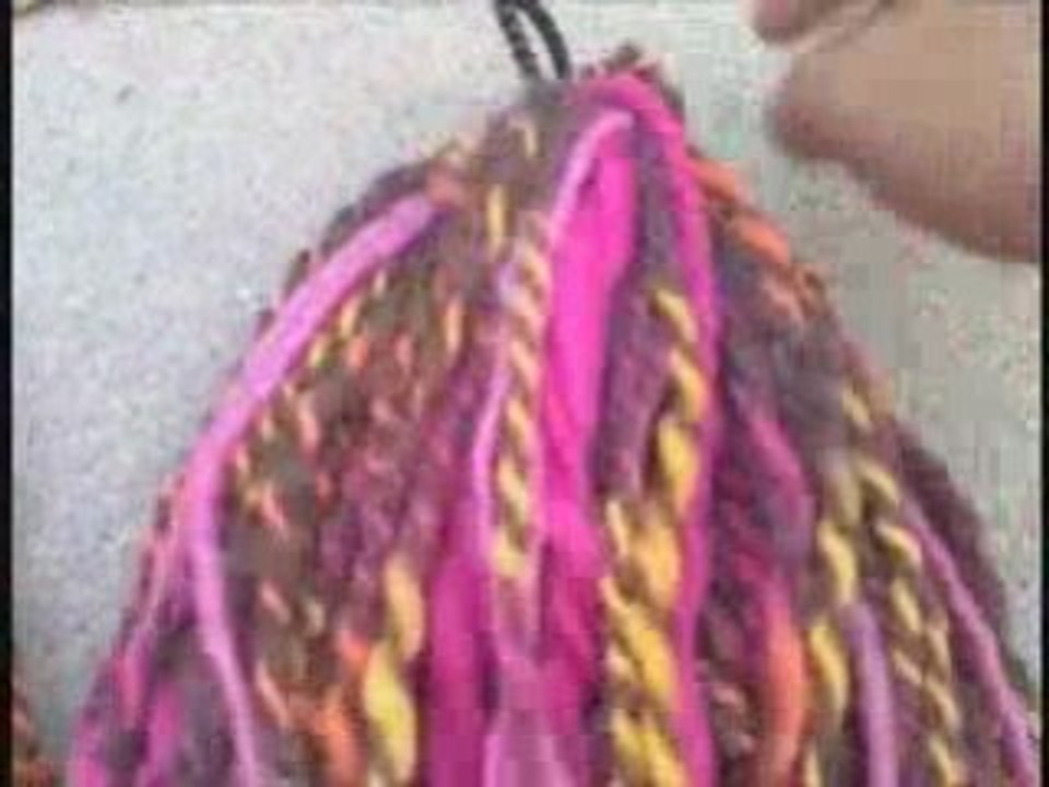 BURNING MAN FASHION: Pink/Yellow/Orange Dread Falls $75.00