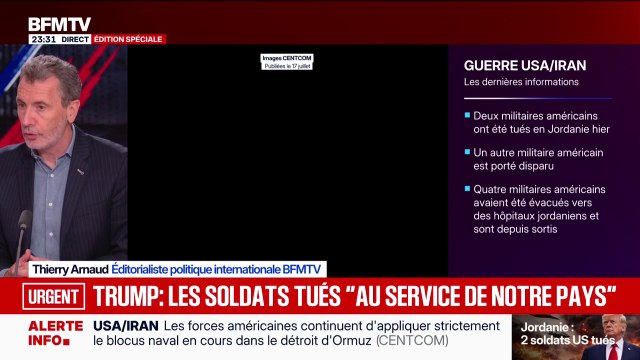 Les soldats américains ont été tués au service de notre pays , réagit Donald Trump qui réaffirme qu'il ne permettra pas à l'Iran de posséder l'arme nucléaire