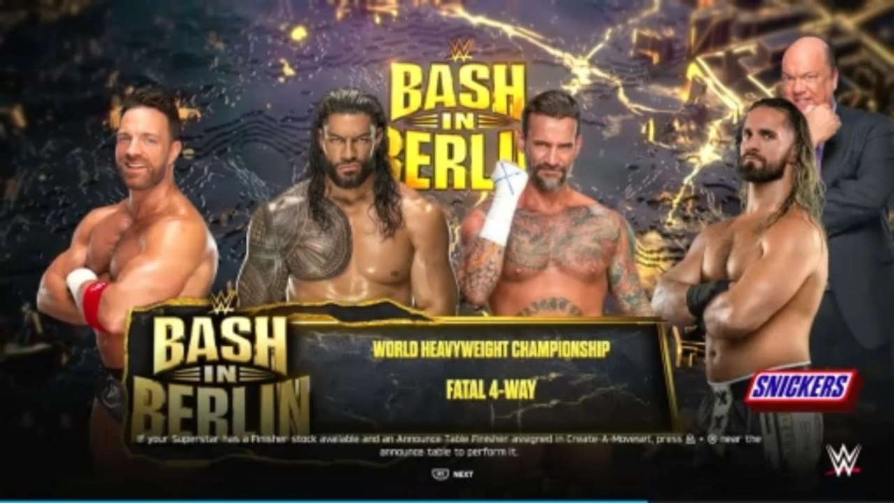 Roman Reigns vs. CM Punk vs. LA Knight vs. Seth Rollins - WWE 2K25