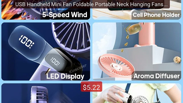 USB Handheld Mini Fan Foldable Portable Neck Hanging Fans 5 Sp... Hot Deal 2026 | Limited Offer!