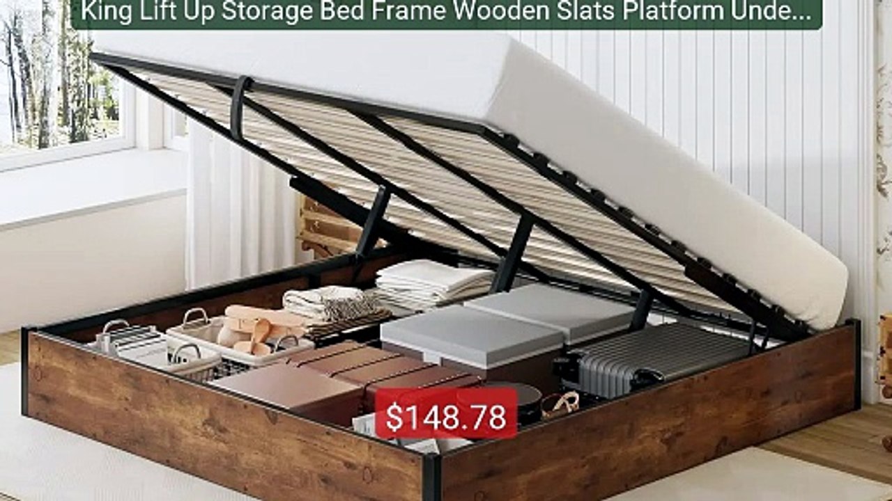 King Lift Up Storage Bed Frame Wooden Slats Platform Undern... -- Top Pick 2026 | Unbeatable Price!