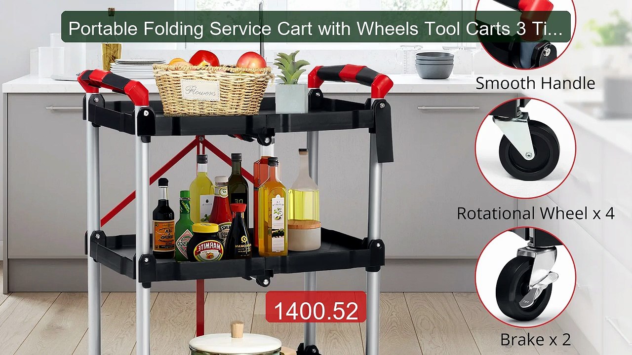 Portable Folding Service Cart with Wheels Tool Carts 3 Tier R... -- Amazing Value 2026 | Must Have!