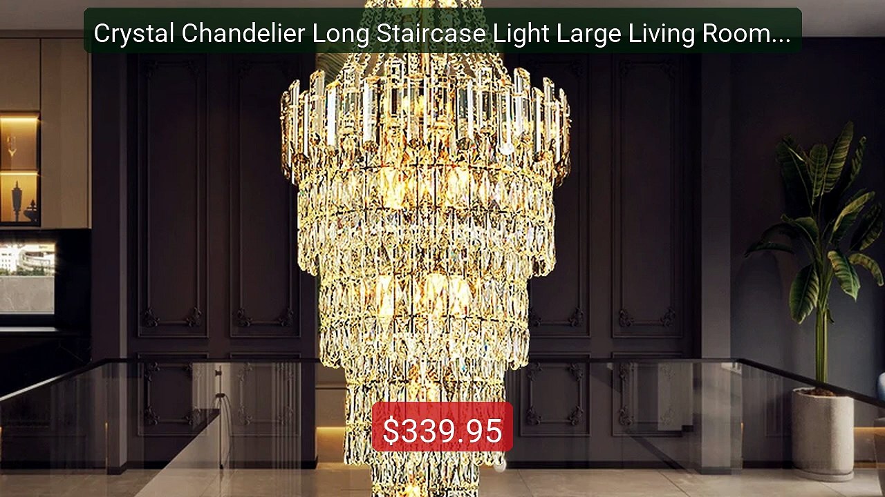 Crystal Chandelier Long Staircase Light Large Living Room Hotel Lob... -- Top Rated 2026 | Buy Now!