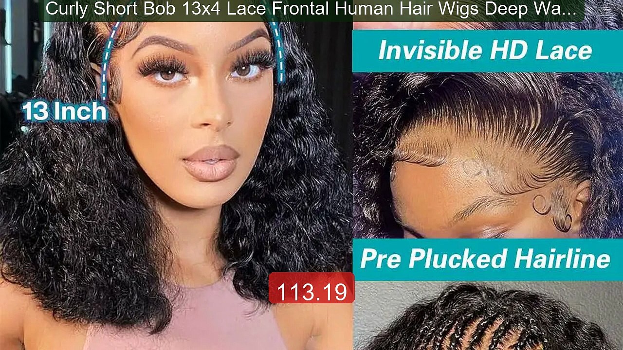 Curly Short Bob 13x4 Lace Frontal Human Hair Wigs Deep Wave HD... -- Hot Deal 2026 | Limited Offer!