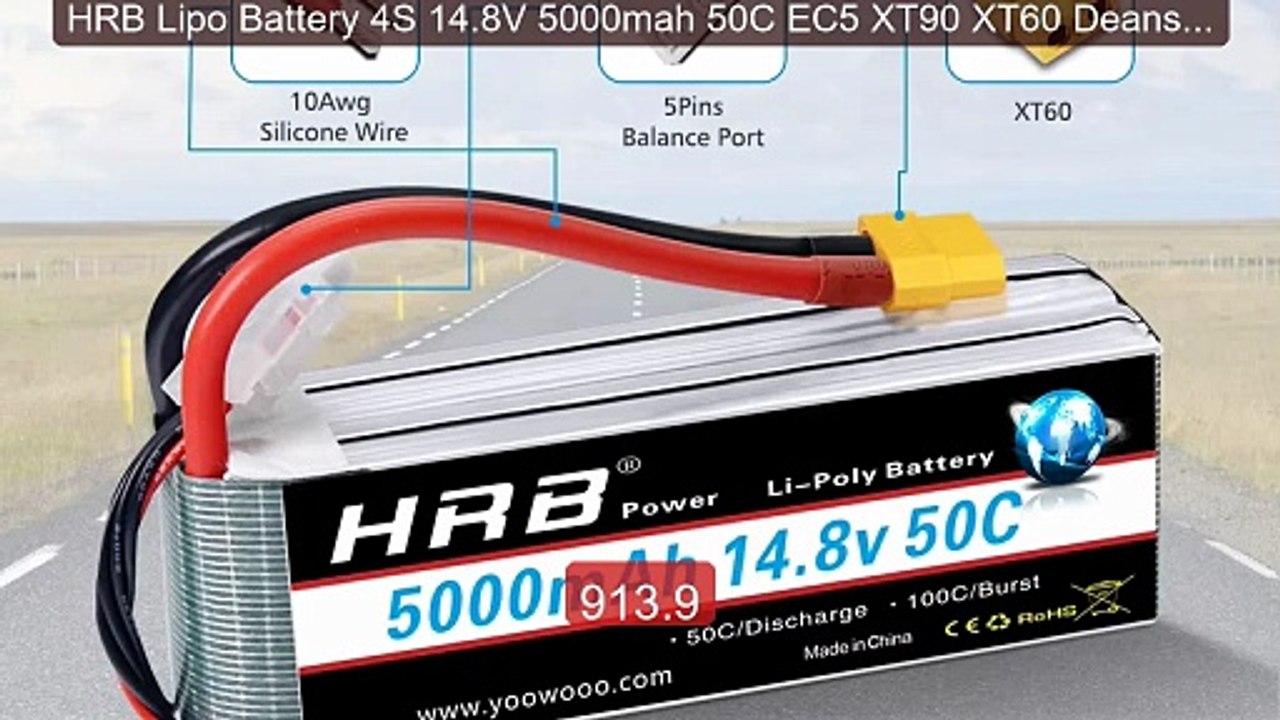 HRB Lipo Battery 4S 14.8V 5000mah 50C EC5 XT90 XT60 Deans T X... -- Amazing Value 2026 | Must Have!