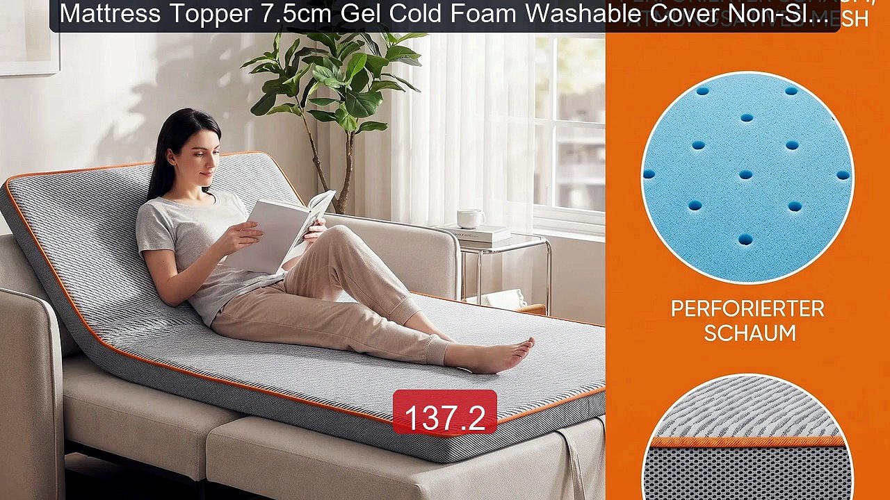 Mattress Topper 7.5cm Gel Cold Foam Washable Co...