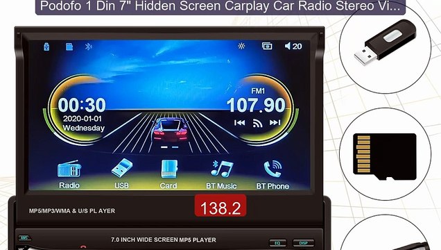 Podofo 1 Din 7 Hidden Screen Carplay Car Radio Stereo Vide... Top Pick 2026 | Unbeatable Price!
