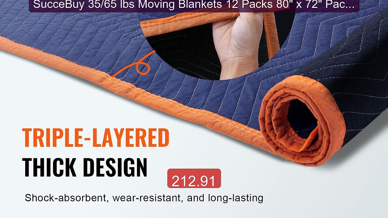 SucceBuy 35/65 lbs Moving Blankets 12 Packs 80"...
