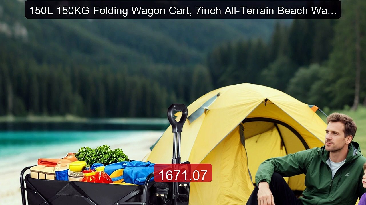 150L 150KG Folding Wagon Cart, 7inch All-Terrain Beach Wagon,... -- Amazing Value 2026 | Must Have!