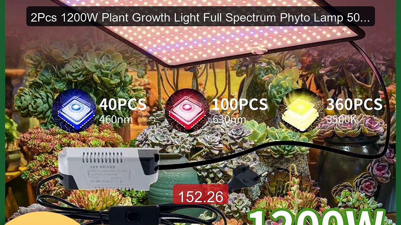 2Pcs 1200W Plant Growth Light Full Spectrum Phyto Lamp 500Pcs... -- Amazing Value 2026 | Must Have!